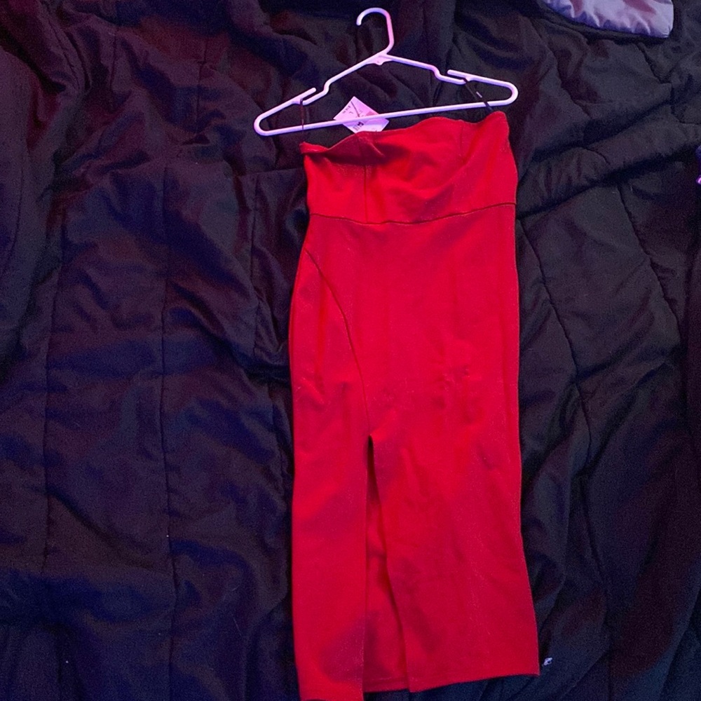 red slit dress